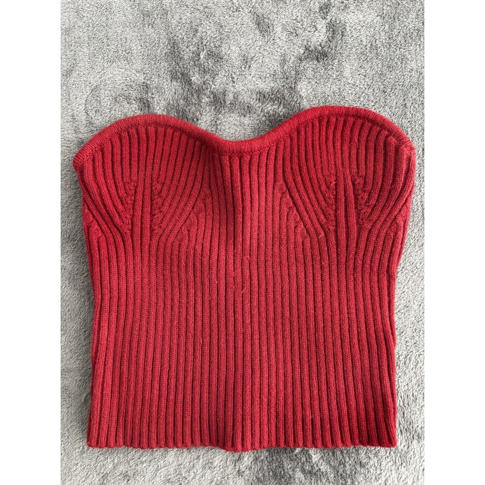 Lulus Red Two-Piece Ribbed‎ Knit Top Size Medium - Picture 9 of 12